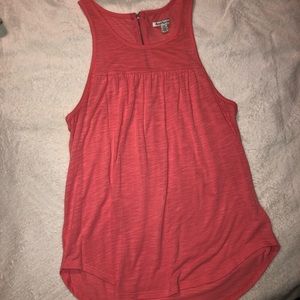 American Eagle Zip Racerback Tank Coral Medium Flowy Blouse